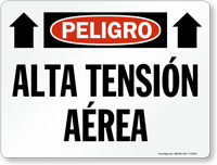Spanish Peligro Alta Tension Aerea Sign