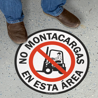 Spanish No Montacargas En Esta Area Floor Sign