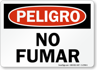 Spanish Peligro No Fumar Sign, No Smoking