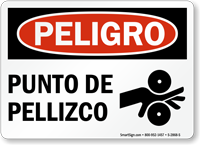 Punto De Pellizco Peligro Sign, Spanish Pinch Point