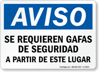 Aviso Se Requieren Gafas De Seguridad Spanish Sign