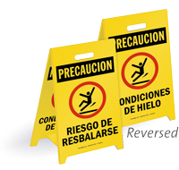 Riesgo De Resbalarse, Condiciones De Hielo Spanish Sign