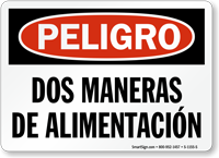 Peligro Dos Maneras De Alimentacion Spanish Sign