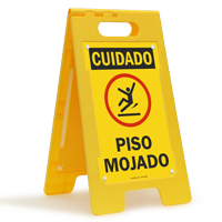 Cuidado Piso Mojado, Spanish Wet Floor Standing Sign