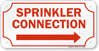 Sprinkler Connection Right Arrow Sign