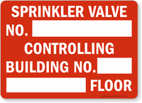 Sprinkler Valve No. Sign 