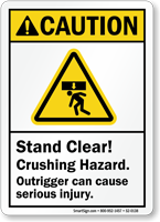 Stand Clear, Crushing Hazard ANSI Caution Sign