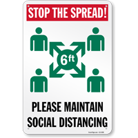 Stop The Spread Please Maintain Social Distancing Sign