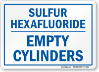 Sulfur Hexafluoride Empty Cylinders Sign