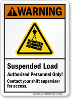 Suspended Load, Authorized Personnel Only ANSI Warning Sign