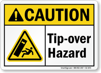 Tip Over Hazard Caution Sign