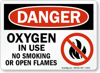 Danger Oxygen No Smoking Flames Sign
