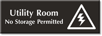 Utility Room No Storage Permitted Select a Color Engraved Sign