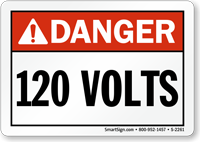 Danger ANSI 120 Volts Sign
