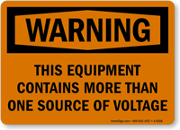 Warning Equipment Contains Voltage Sign