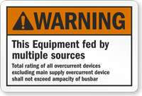 Warning Equipment Fed By Multiple Sources Label