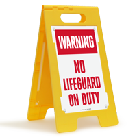 Warning No Lifeguard On Duty Floor Sign