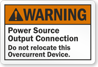 Warning Power Source Output Connection Label