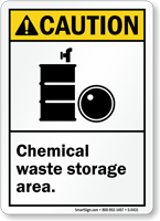 Caution Chemical Waste Storage Area Sign