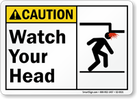Watch Your Head ANSI Caution Sign