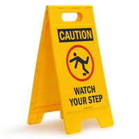 Caution Watch Your Step W/Graphic Fold-Ups® Floor Sign