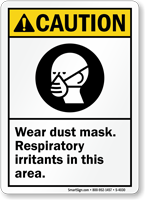 Caution Wear Dust Mask Respiratory Irritants Sign