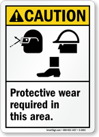 Caution (ANSI) Wear Protective Equipment Sign