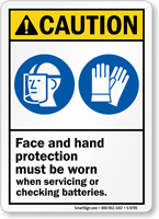 Wear Face and Hand Protection Caution Sign