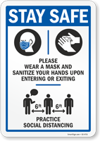 Wear Mask And Sanitize Hands Upon Entering Or Exiting Sign