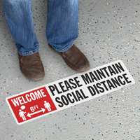 Welcome Please Maintain Social Distance SlipSafe Floor Sign