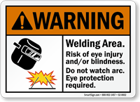 Welding Area Risk Of Eye Injury/Blindness Sign