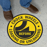 Chock Wheels Before Loading Or Unloading Floor Sign