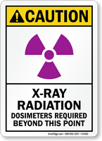 X-Ray Radiation, Dosimeters Required Sign