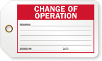 Change Of Operation Production Control Tag