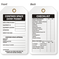 Confined Space Entry Permit 2 Sided Confined Space Tag