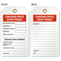 Confined Space Entry Permit Status 2 Sided Tag