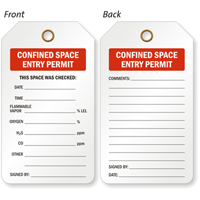 2 Sided Confined Space Entry Permit Two Sided Status Tag