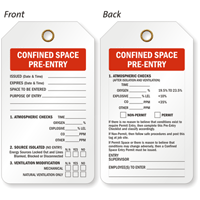 Double Sided Confined Space Pre Entry Status Tag