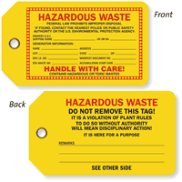 Hazardous Waste Two Sided Tag