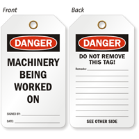 Machinery Being Worked On 2-Sided Tag