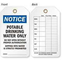 Potable Drinking Water Only 2-Sided Tag