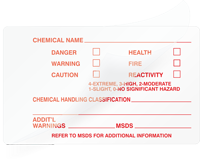 Chemical Name and Warnings Self Laminating Label
