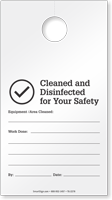 Cleaned and Disinfected for Your Safety Hang Tag