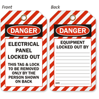 Electrical Panel Locked Out OSHA Lockout 2-Sided Tag