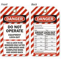 Do Not Operate Equipment Lock-Out 2-Sided Tag