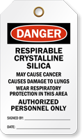 Respirable Crystalline Silica OSHA Danger Safety Tag