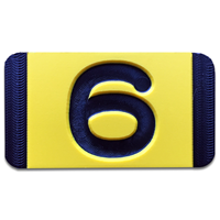 Vertical Mounting Plastic Engraved Pole Marker Character, Black on Yellow, "6"