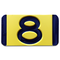 Vertical Mounting Plastic Engraved Pole Marker Character, Black on Yellow, "8"