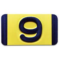 Vertical Mounting Plastic Engraved Pole Marker Character, Black on Yellow, "9"