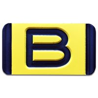 Vertical Mounting Plastic Engraved Pole Marker Character, Black on Yellow, "B"